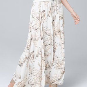 White House Black Market Skirt Maxi Tropical White Beige Size 8 New With Tags